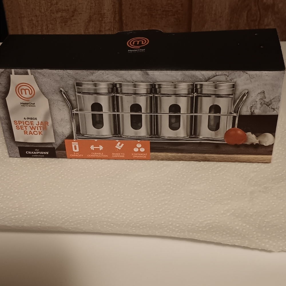 BRAND NEW!!! SPICE JAR SET WITH SPICES AND RACK. - Picture 4 of 4